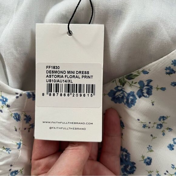 Faithfull the Brand White and Blue Floral Mini Dress - Picture 5 of 13